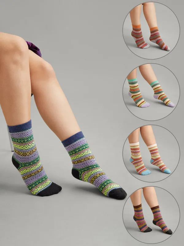 5 Pairs Boho Print Mid Calf Socks Set sold by Bloomchic