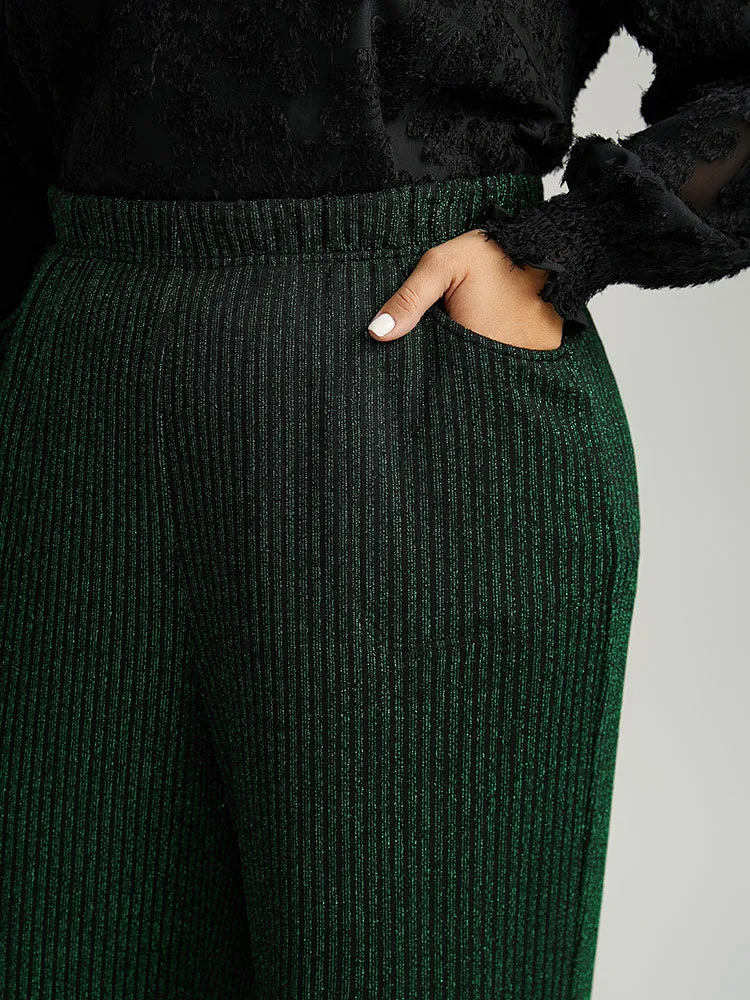 Plain Texture Luxe Elastic Waist Straight Leg Pants sold by Bloomchic product image thumbnail 5