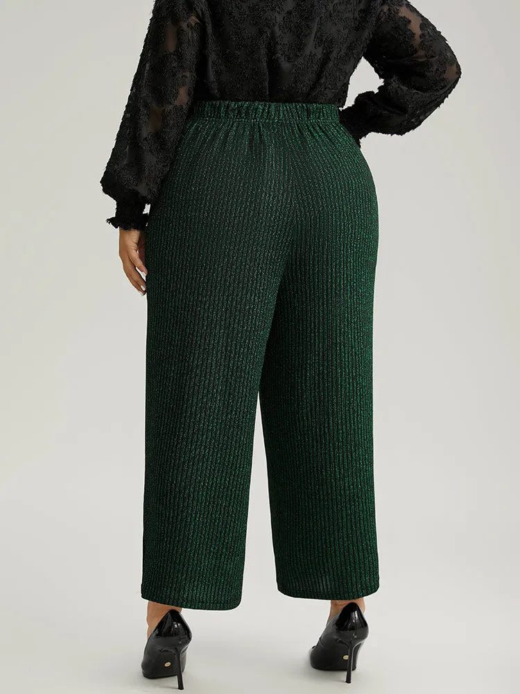 Plain Texture Luxe Elastic Waist Straight Leg Pants sold by Bloomchic product image thumbnail 2