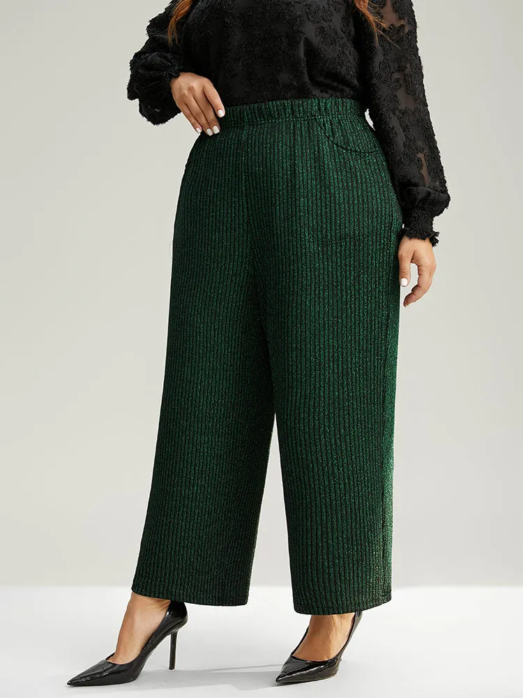 Plain Texture Luxe Elastic Waist Straight Leg Pants sold by Bloomchic product image thumbnail 3