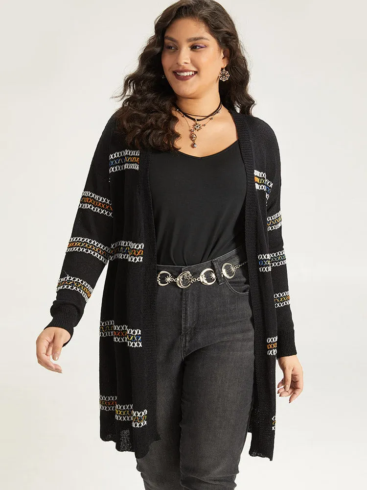 Halloween Rainbow Contrast Drop Shoulder Cardigan sold by Bloomchic product image thumbnail 3