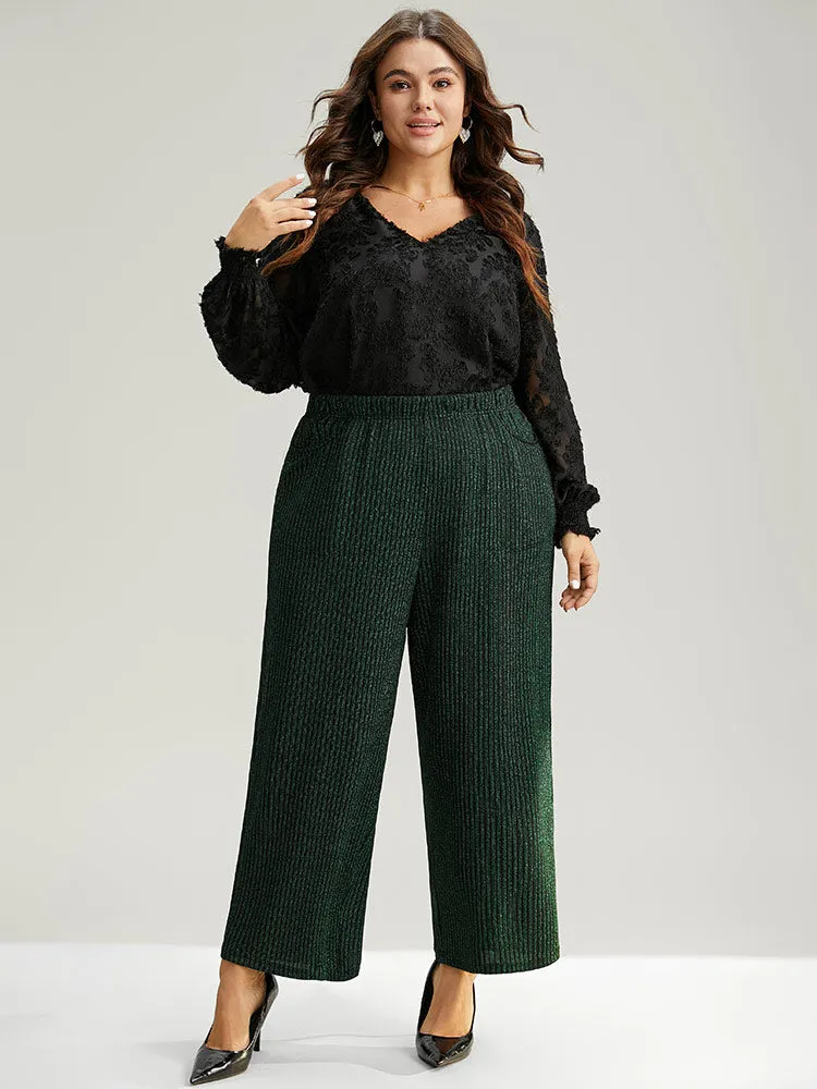 Plain Texture Luxe Elastic Waist Straight Leg Pants sold by Bloomchic product image thumbnail 4