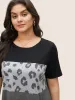 Colorblock Contrast Patchwork Leopard T-shirt sold by Bloomchic