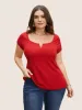Solid Notched Collar Pit Strip T-shirt sold by Bloomchic