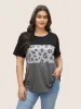 Colorblock Contrast Patchwork Leopard T-shirt sold by Bloomchic