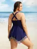 Floral Mesh Patchwork Hanky Hem Swim Top sold by Bloomchic