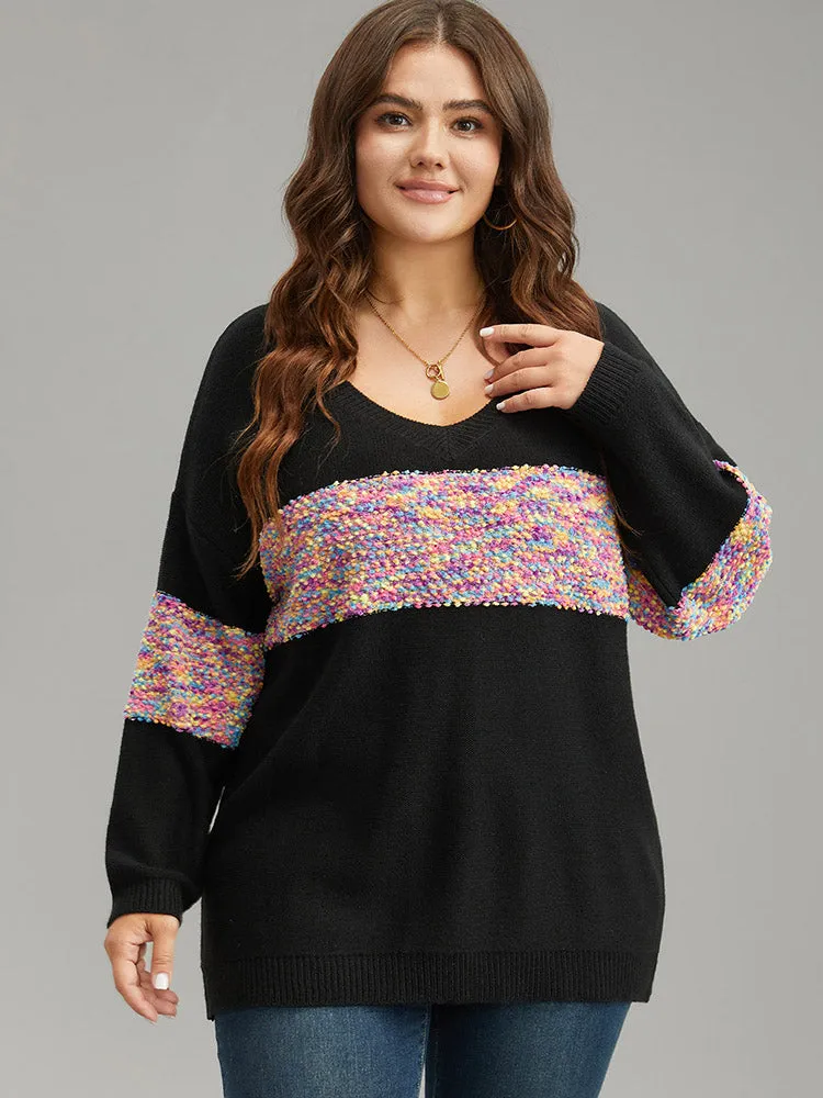 Colour Heather Contrast V Neck Pullover sold by Bloomchic product image thumbnail 4