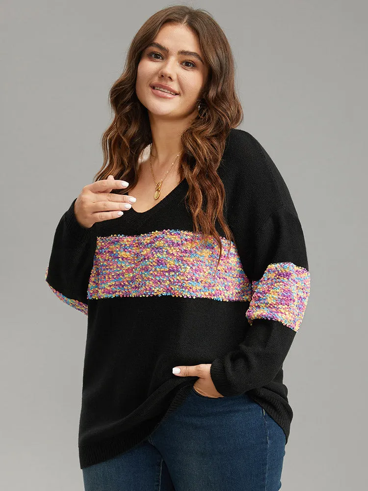 Colour Heather Contrast V Neck Pullover sold by Bloomchic product image thumbnail 3