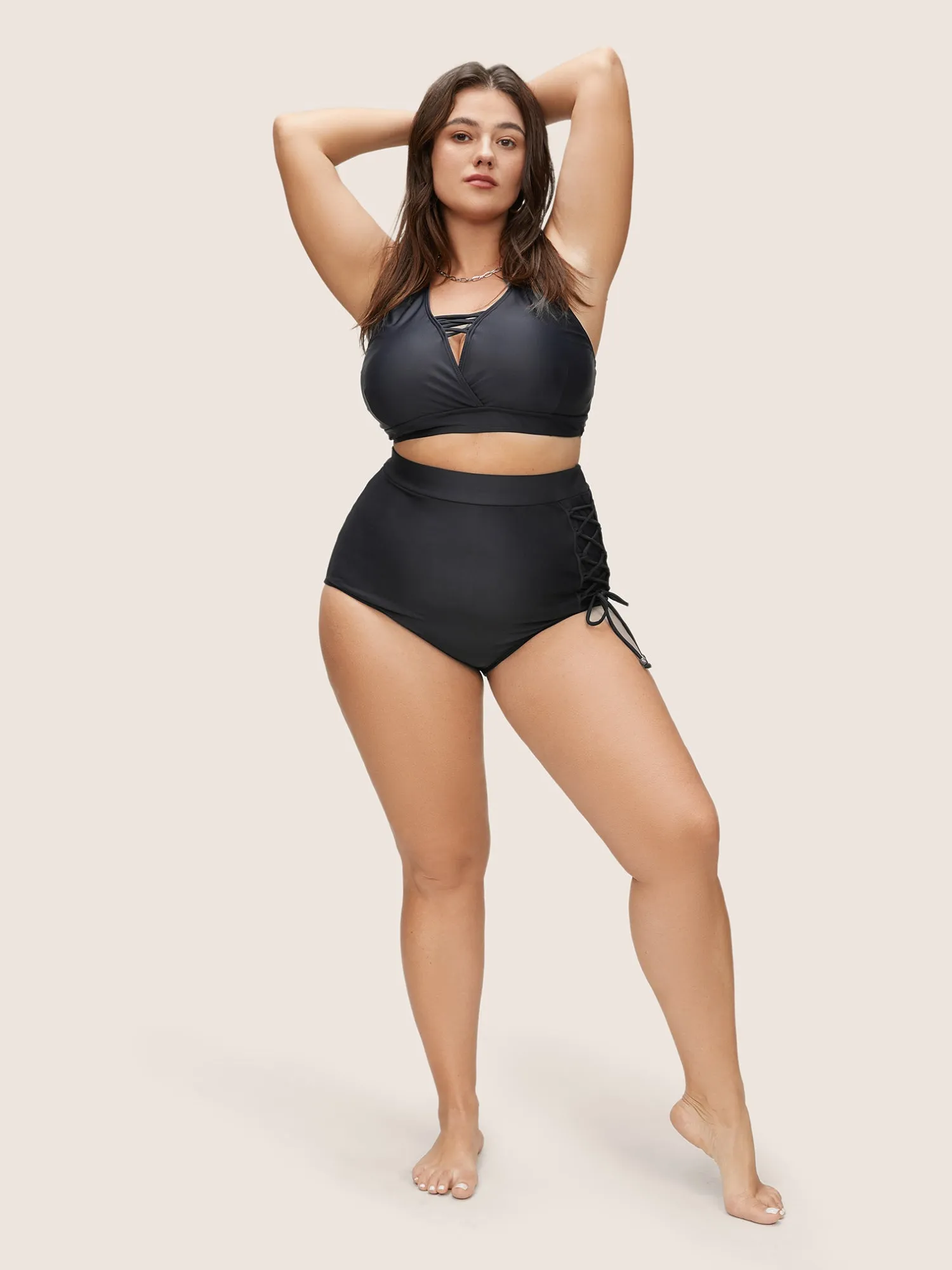 Plain Lace Up Side High Rise Swim Bottom sold by Bloomchic product image thumbnail 4