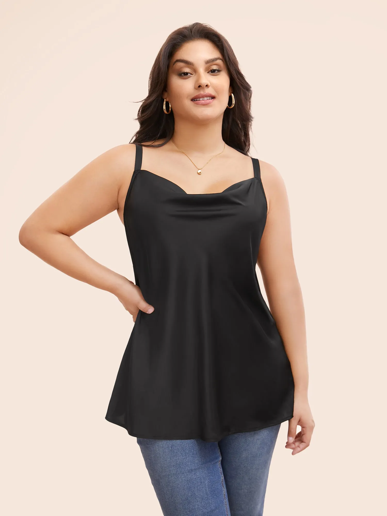 Cowl Neck Adjustable Straps Cami Top sold by Bloomchic