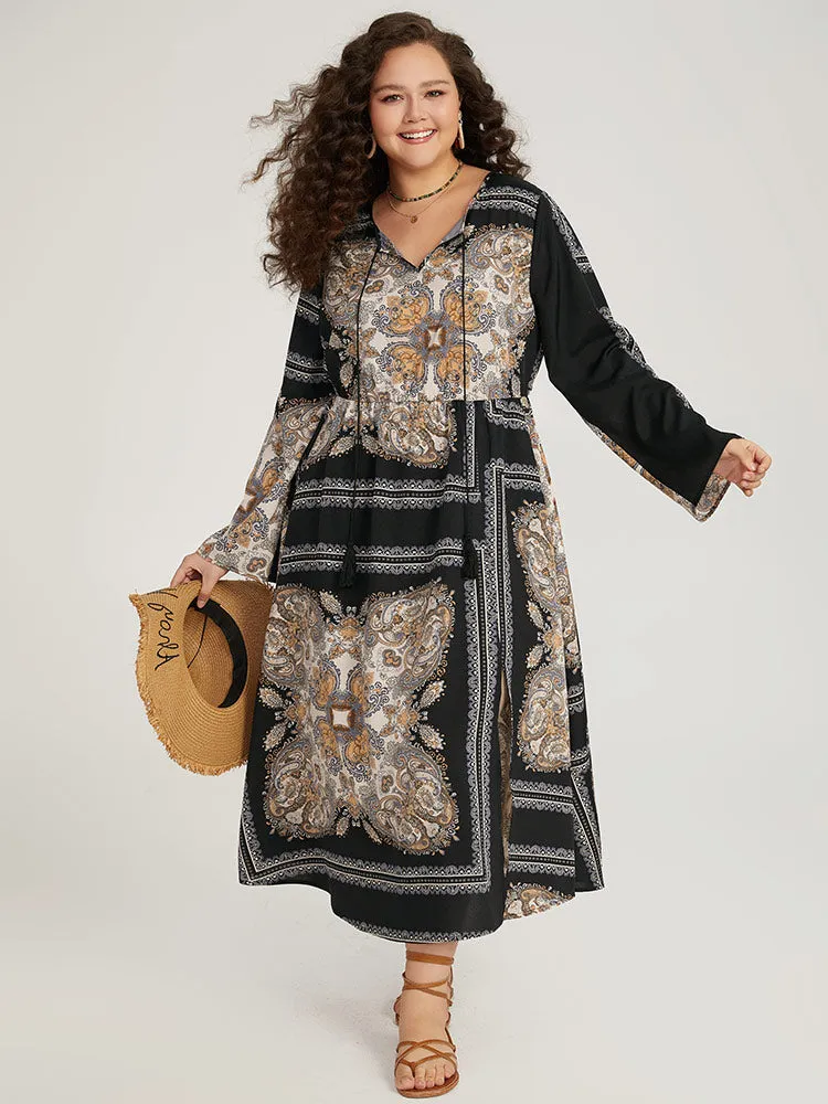 Bandana Print Split Side Tassels Ties Dress sold by Bloomchic