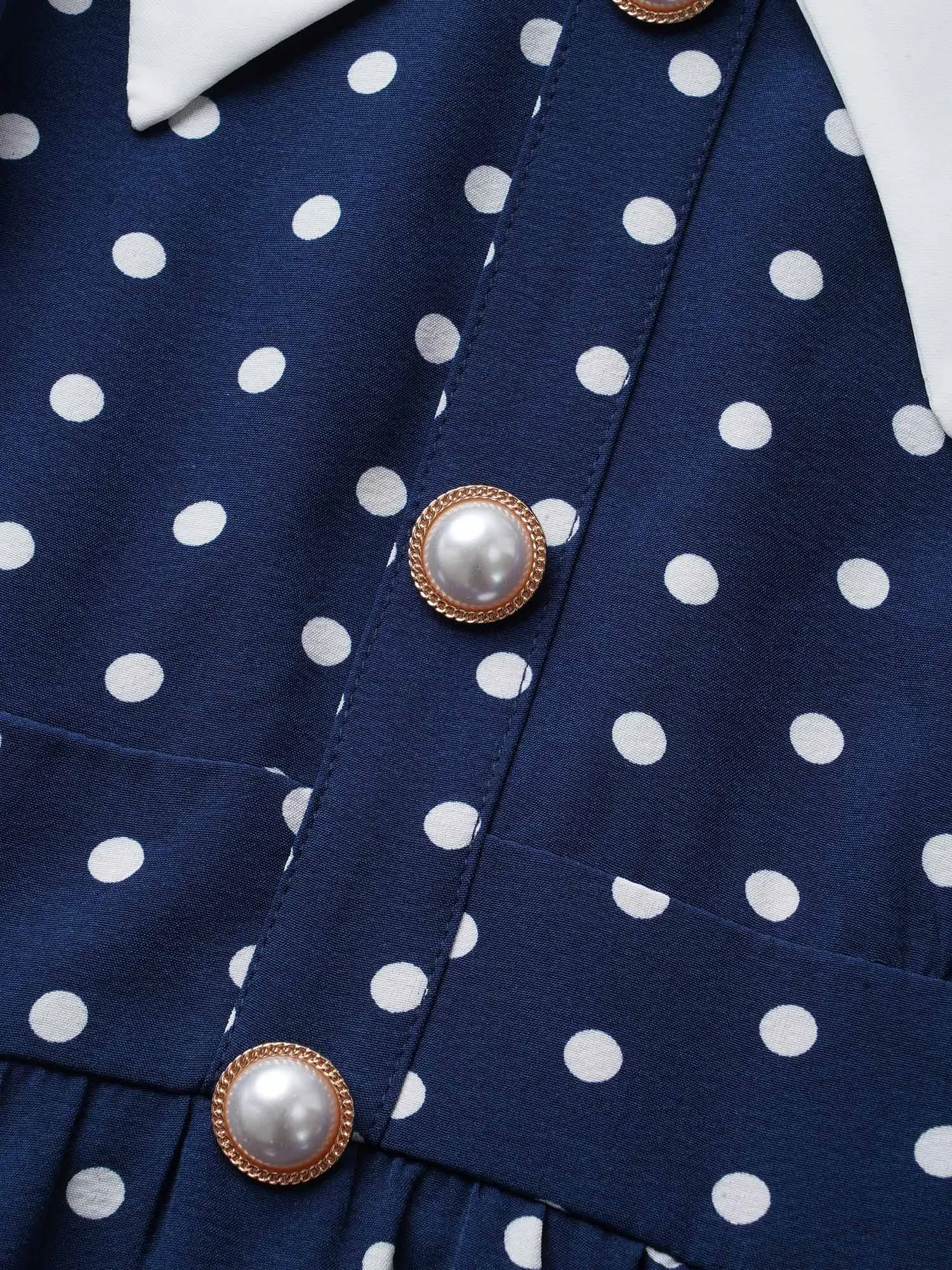 Polka Dot Ruffle Cap Sleeve Button Detail Dress sold by Bloomchic product image thumbnail 5