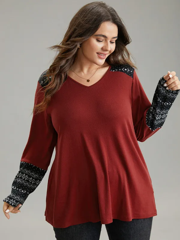 Bandana Print Patchwork Contrast T-shirt sold by Bloomchic