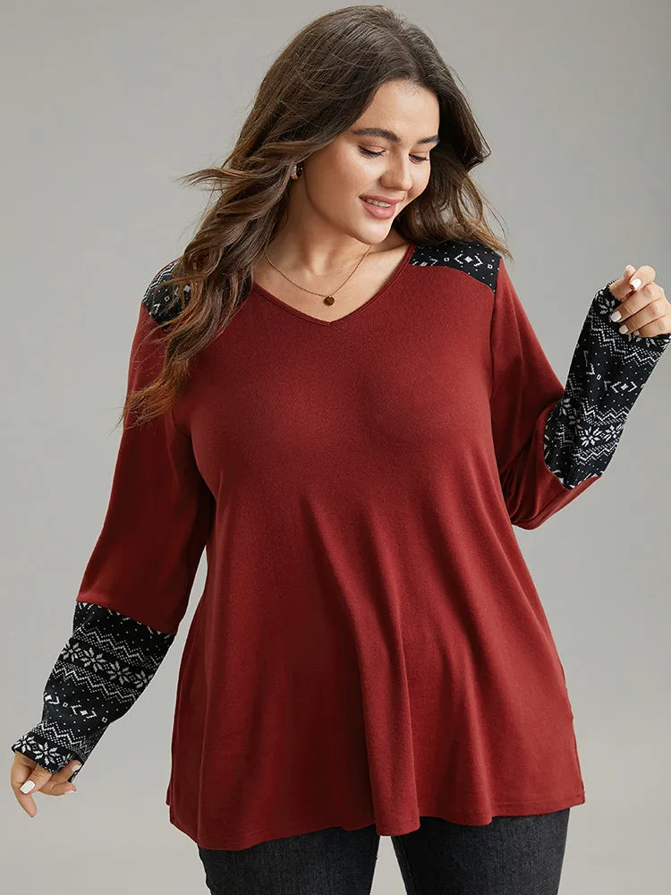 Bandana Print Patchwork Contrast T-shirt sold by Bloomchic