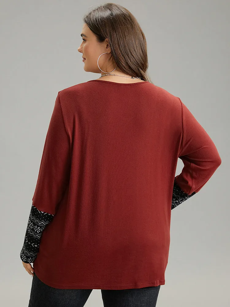 Bandana Print Patchwork Contrast T-shirt sold by Bloomchic product image thumbnail 2