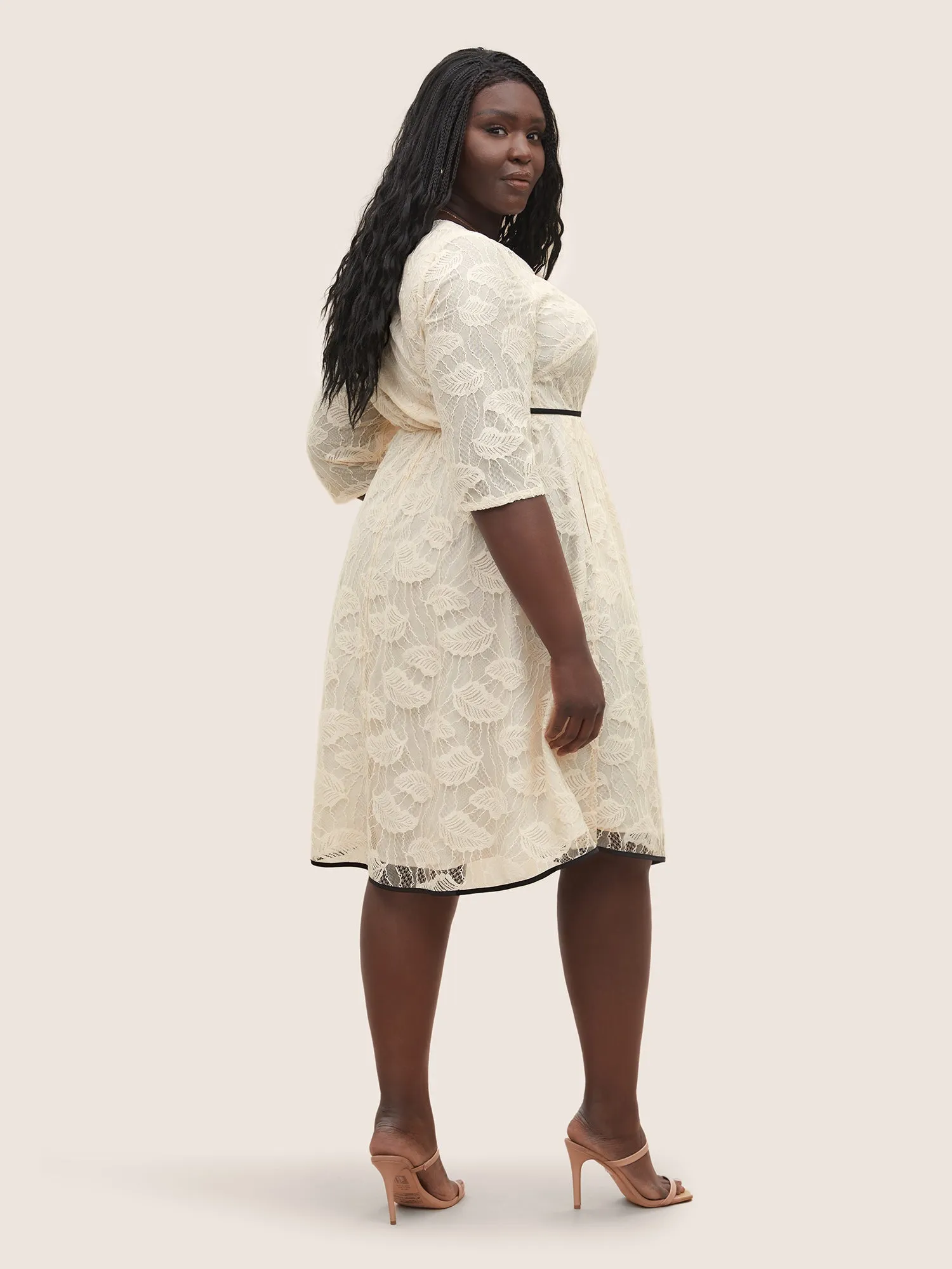 Contrast Trim Lace V Neck Dress sold by Bloomchic product image thumbnail 3