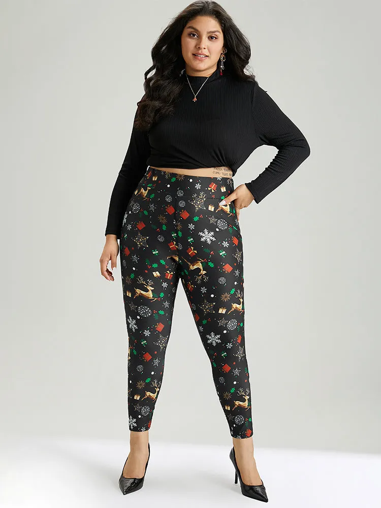 Christmas Print Elastic Waist Leggings sold by Bloomchic product image thumbnail 4