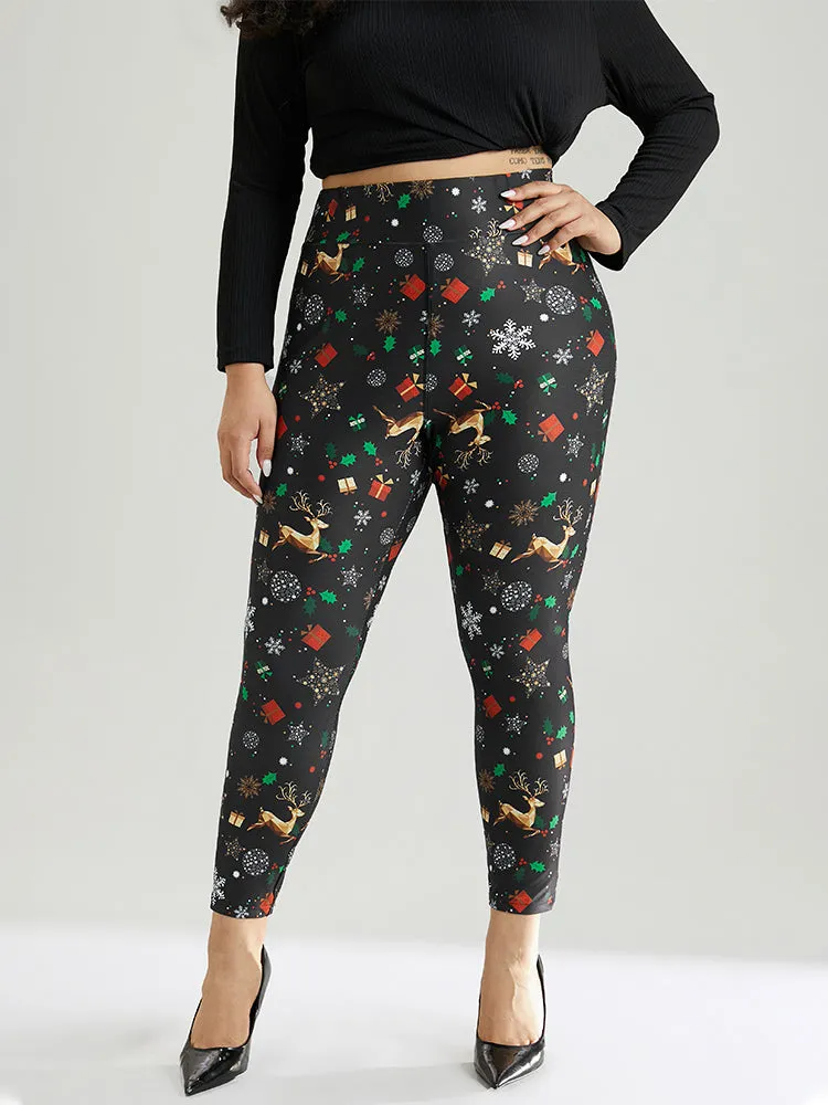 Christmas Print Elastic Waist Leggings sold by Bloomchic