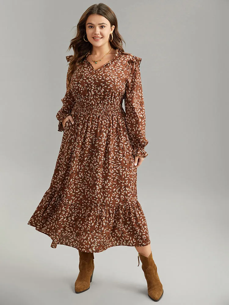 Ditsy Floral Flutter Trim Pocket Shirred Dress sold by Bloomchic product image thumbnail 4