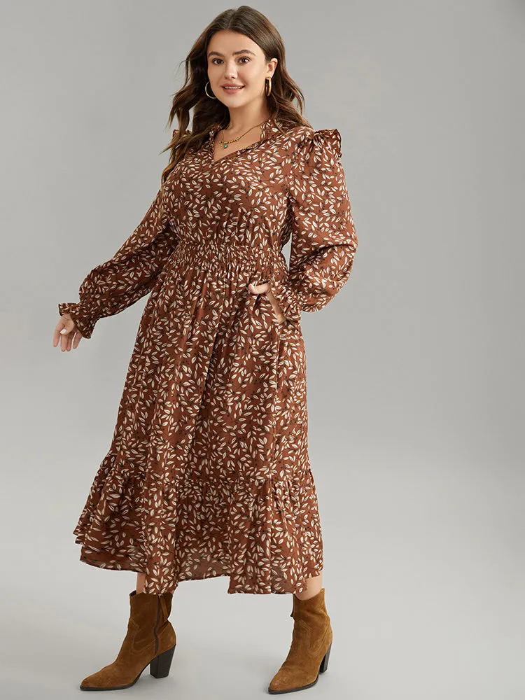 Ditsy Floral Flutter Trim Pocket Shirred Dress sold by Bloomchic product image thumbnail 5