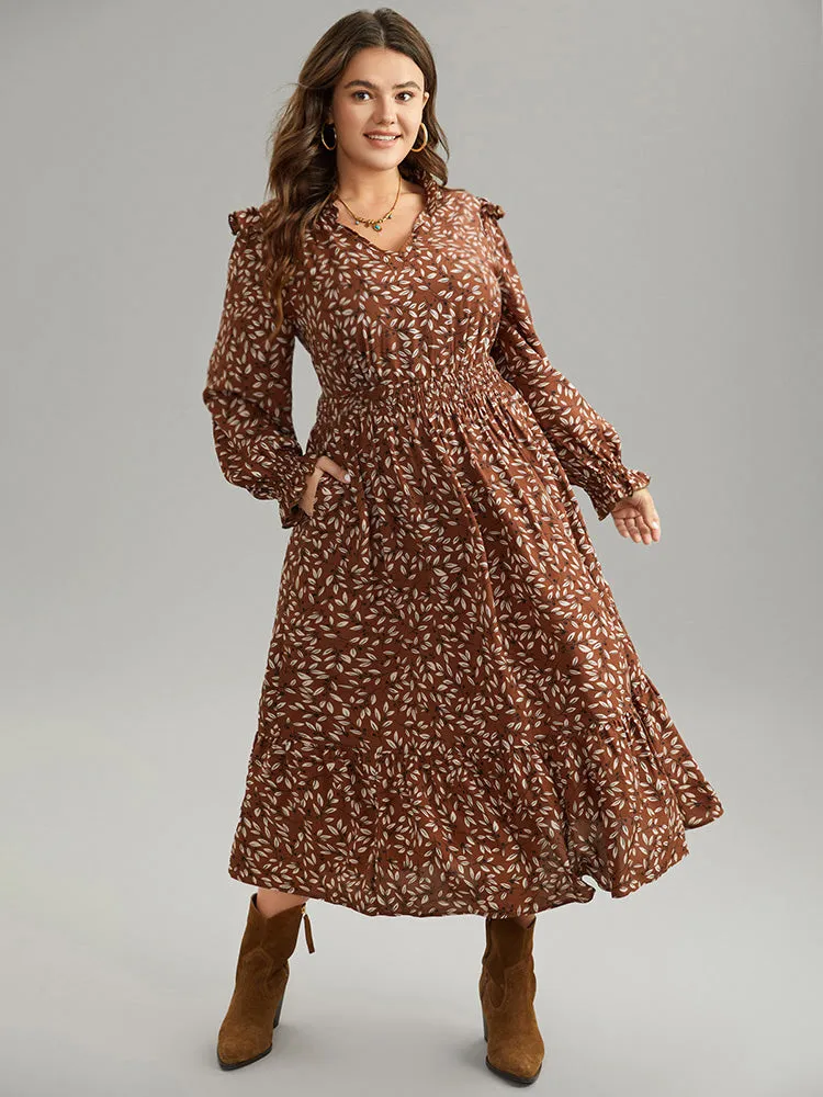 Ditsy Floral Flutter Trim Pocket Shirred Dress sold by Bloomchic product image thumbnail 3