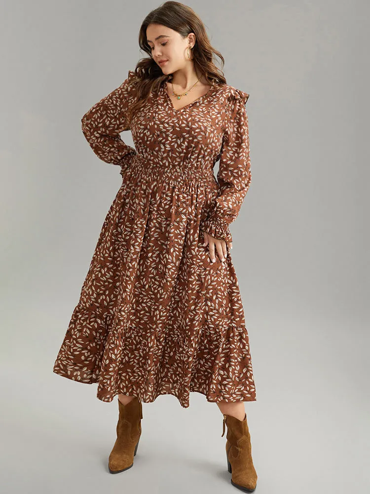 Ditsy Floral Flutter Trim Pocket Shirred Dress sold by Bloomchic