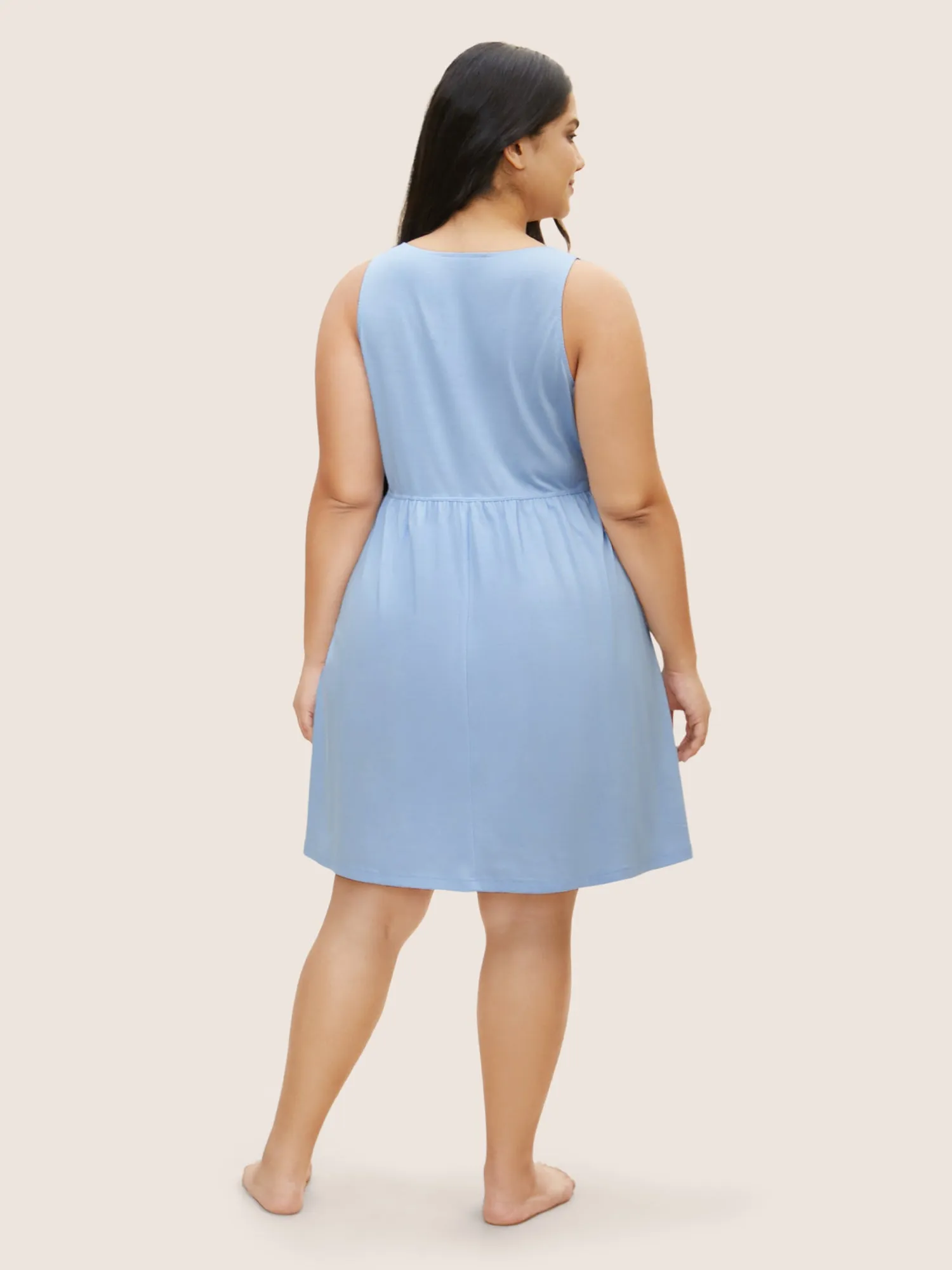 Solid Wrap Plicated Detail Pocket Sleep Dress sold by Bloomchic product image thumbnail 2