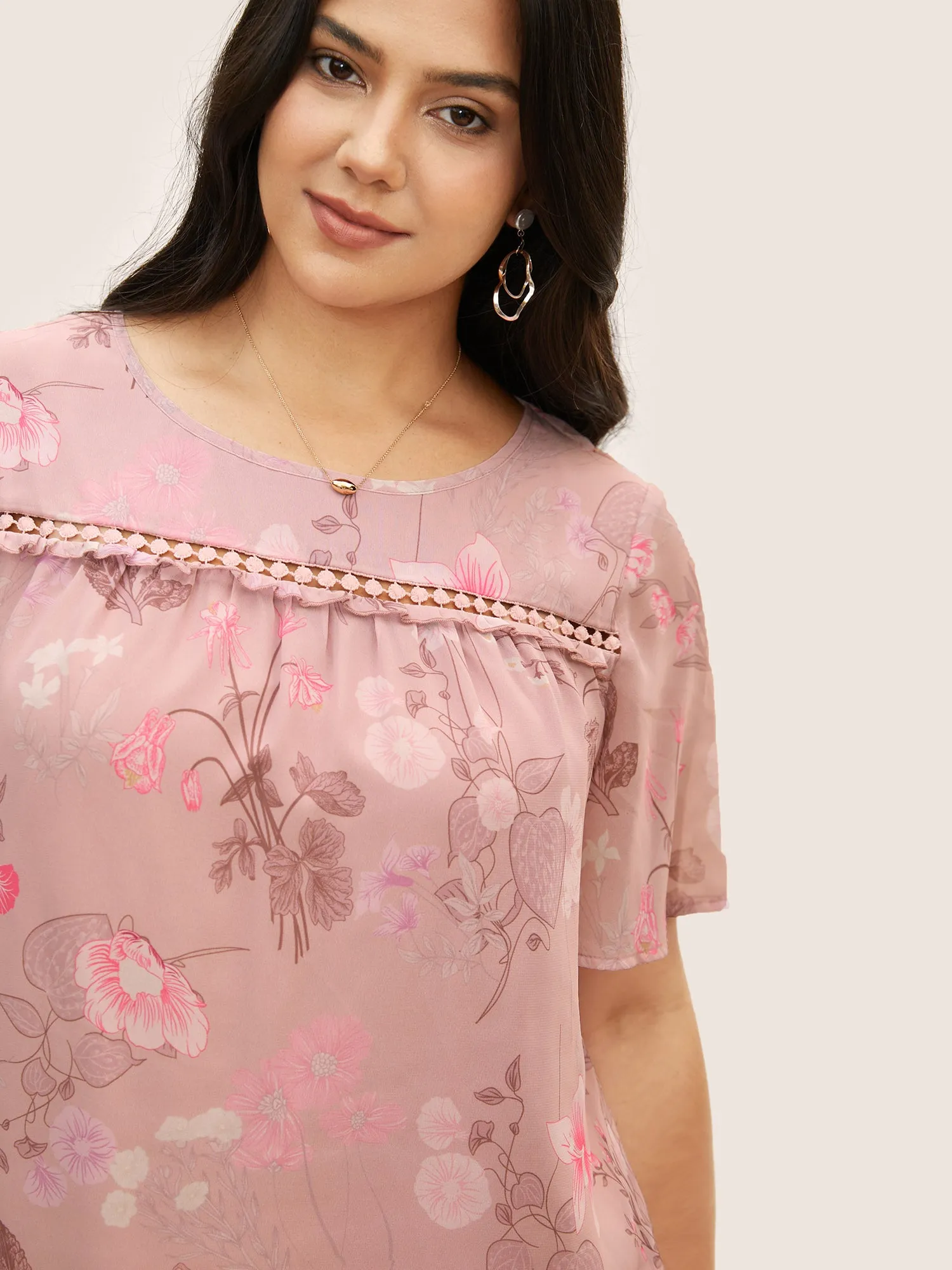 Chiffon Floral Patchwork Ruffles Blouse sold by Bloomchic product image thumbnail 4