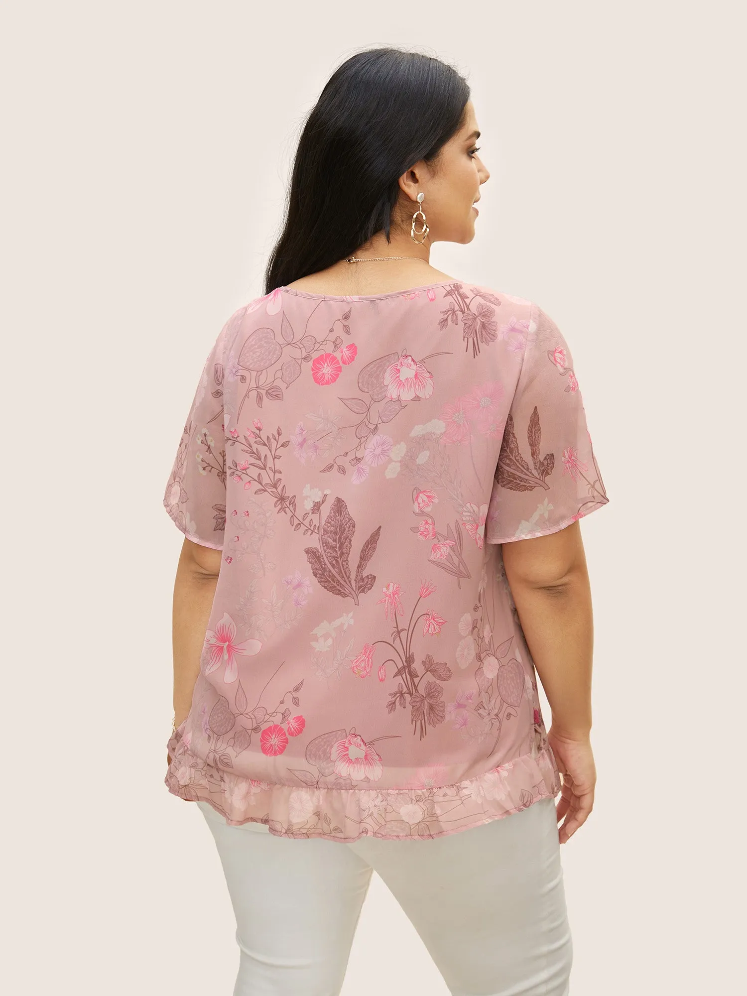 Chiffon Floral Patchwork Ruffles Blouse sold by Bloomchic product image thumbnail 3