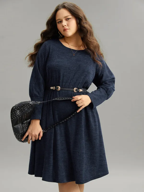 Plain Textured Pocket Elastic Waist Dress sold by Bloomchic