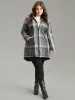 Plaid Contrast Zipper Hooded Coat sold by Bloomchic