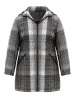 Plaid Contrast Zipper Hooded Coat sold by Bloomchic