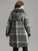 Plaid Contrast Zipper Hooded Coat sold by Bloomchic