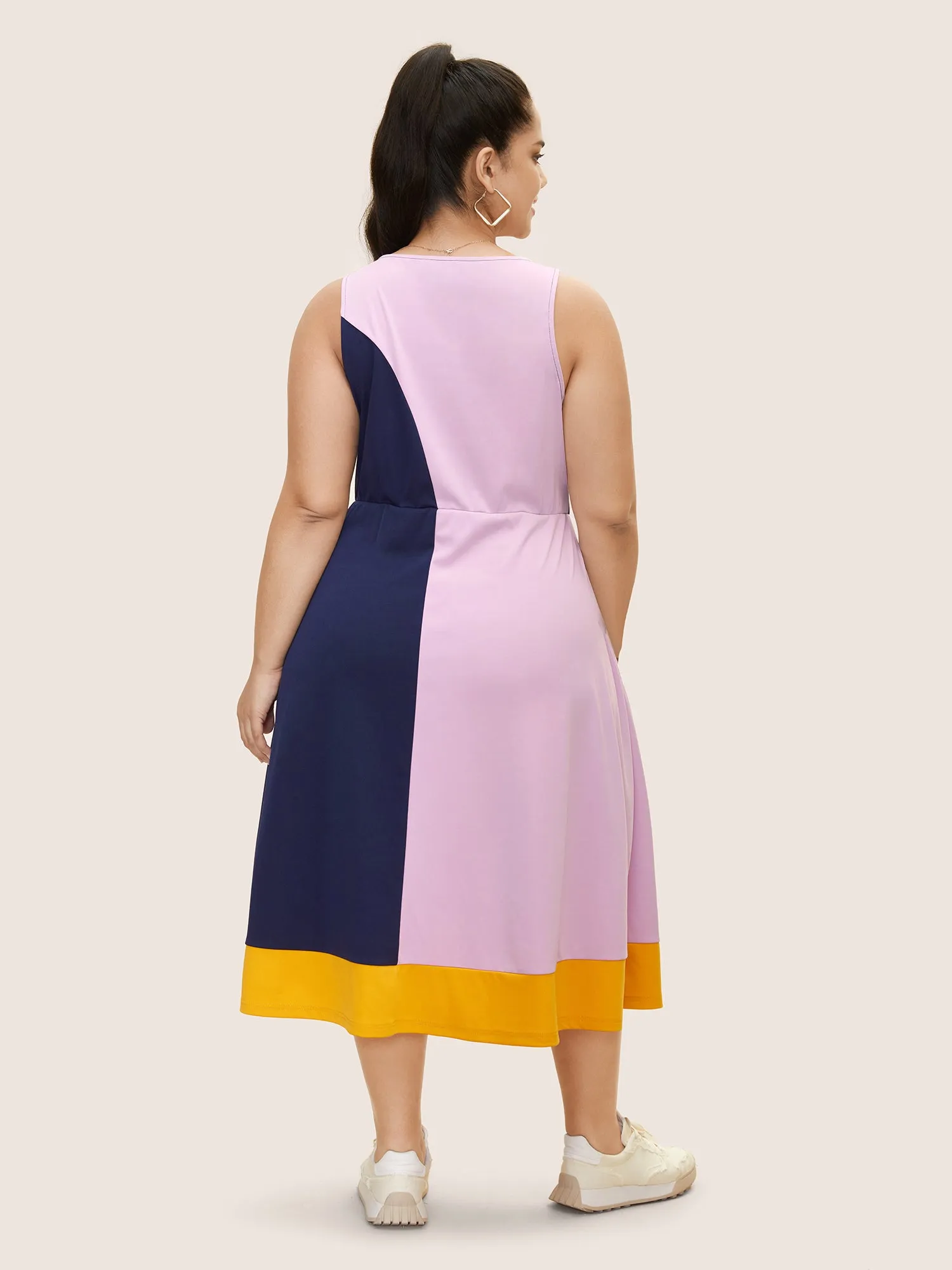 Colorblock Contrast Square Neck Tank Dress sold by Bloomchic product image thumbnail 4
