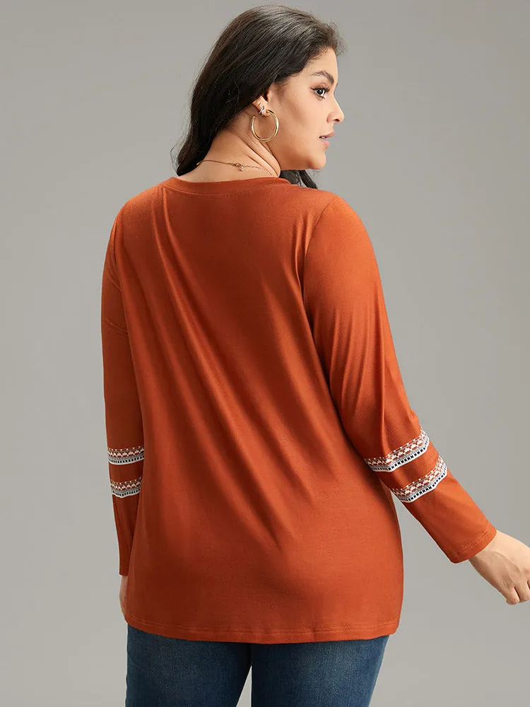 Boho Print Patchwork Crew Neck T-shirt sold by Bloomchic product image thumbnail 2