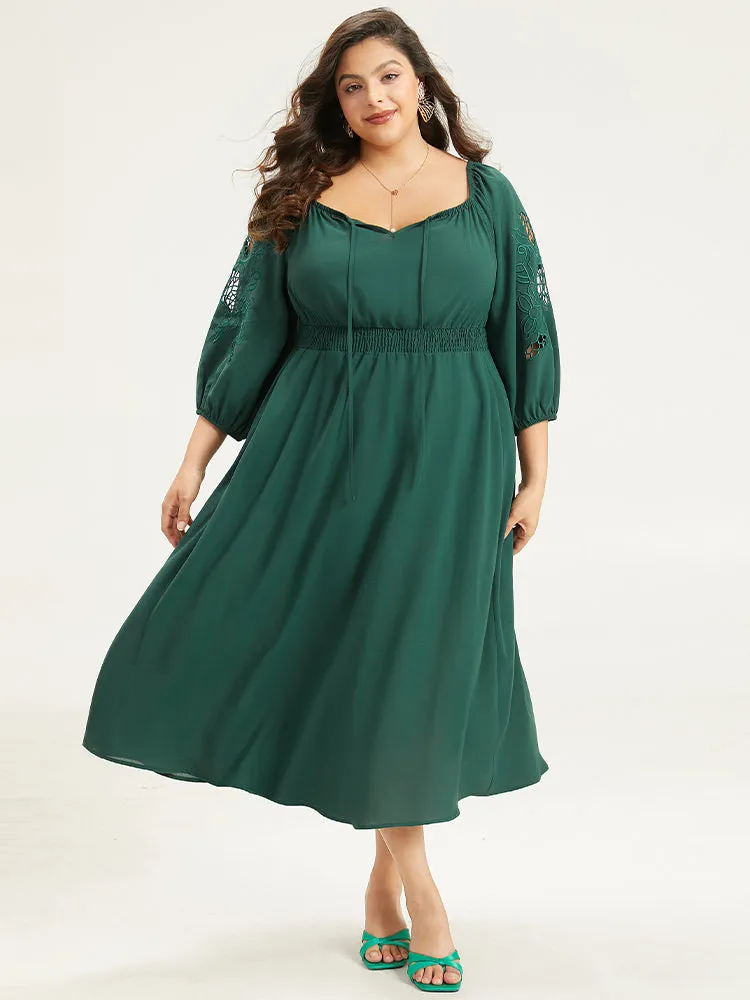 Plain Tie Neck Cut Out Shirred Dress sold by Bloomchic product image thumbnail 3