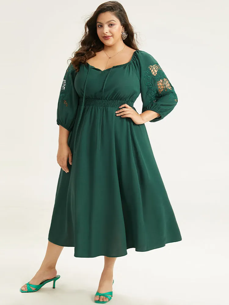 Plain Tie Neck Cut Out Shirred Dress sold by Bloomchic product image thumbnail 4