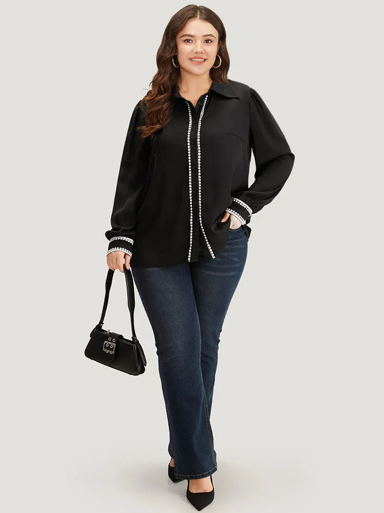 Shirt Collar Pompom Trim Button Through Blouse sold by Bloomchic product image thumbnail 4