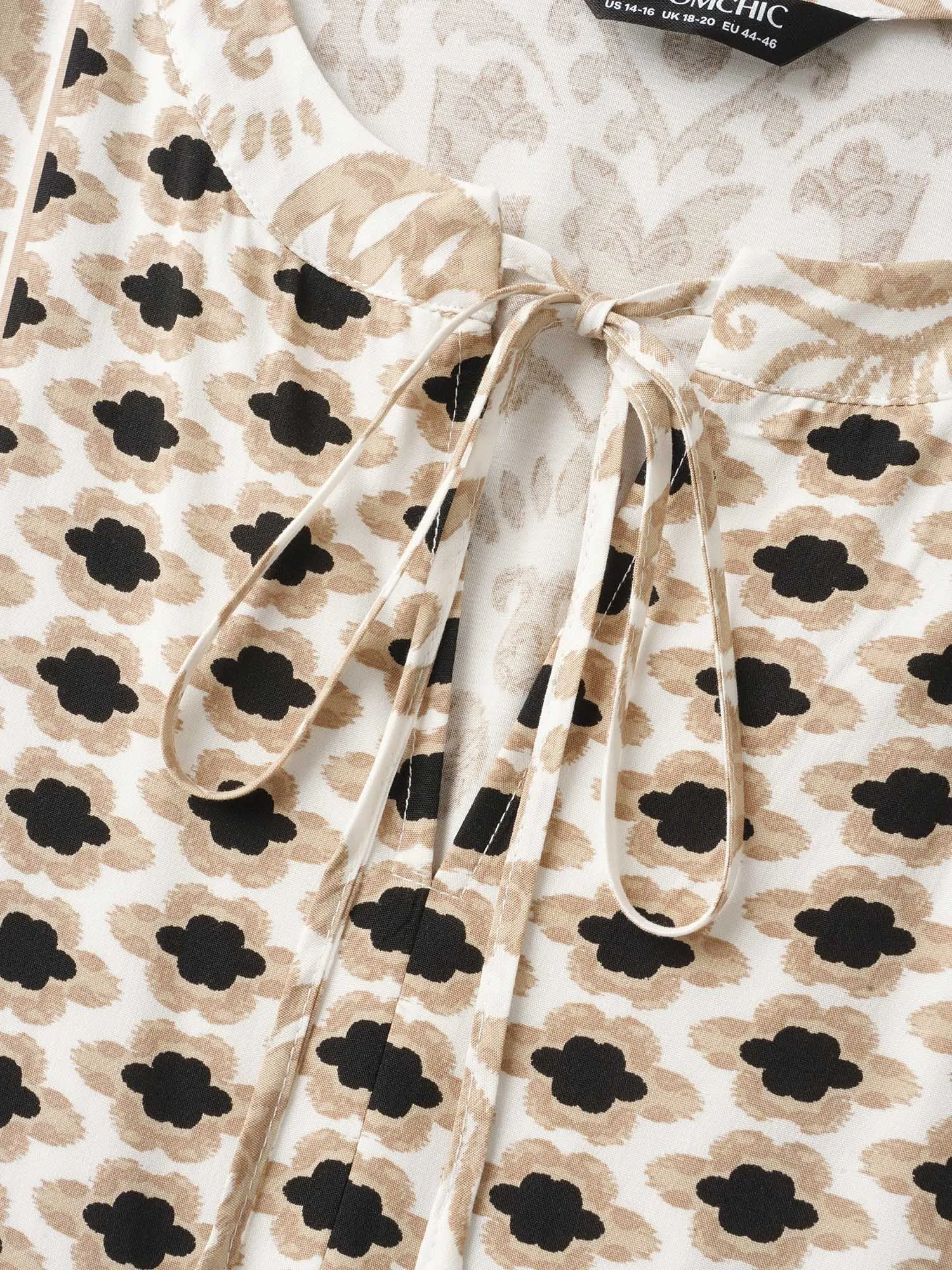 Boho Print Tie Knot Lantern Sleeve Dress sold by Bloomchic product image thumbnail 5