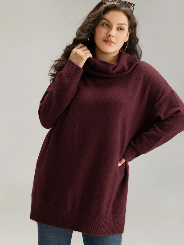 Anti-Pilling Split Side Turtle Neck Pullover sold by Bloomchic