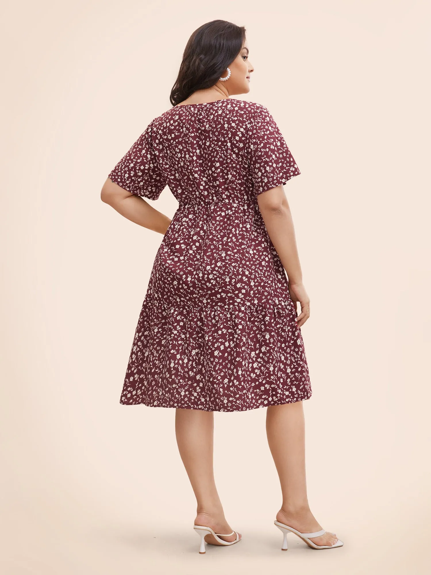 Ditsy Floral U Neck Ruffle Sleeve Dress sold by Bloomchic product image thumbnail 3