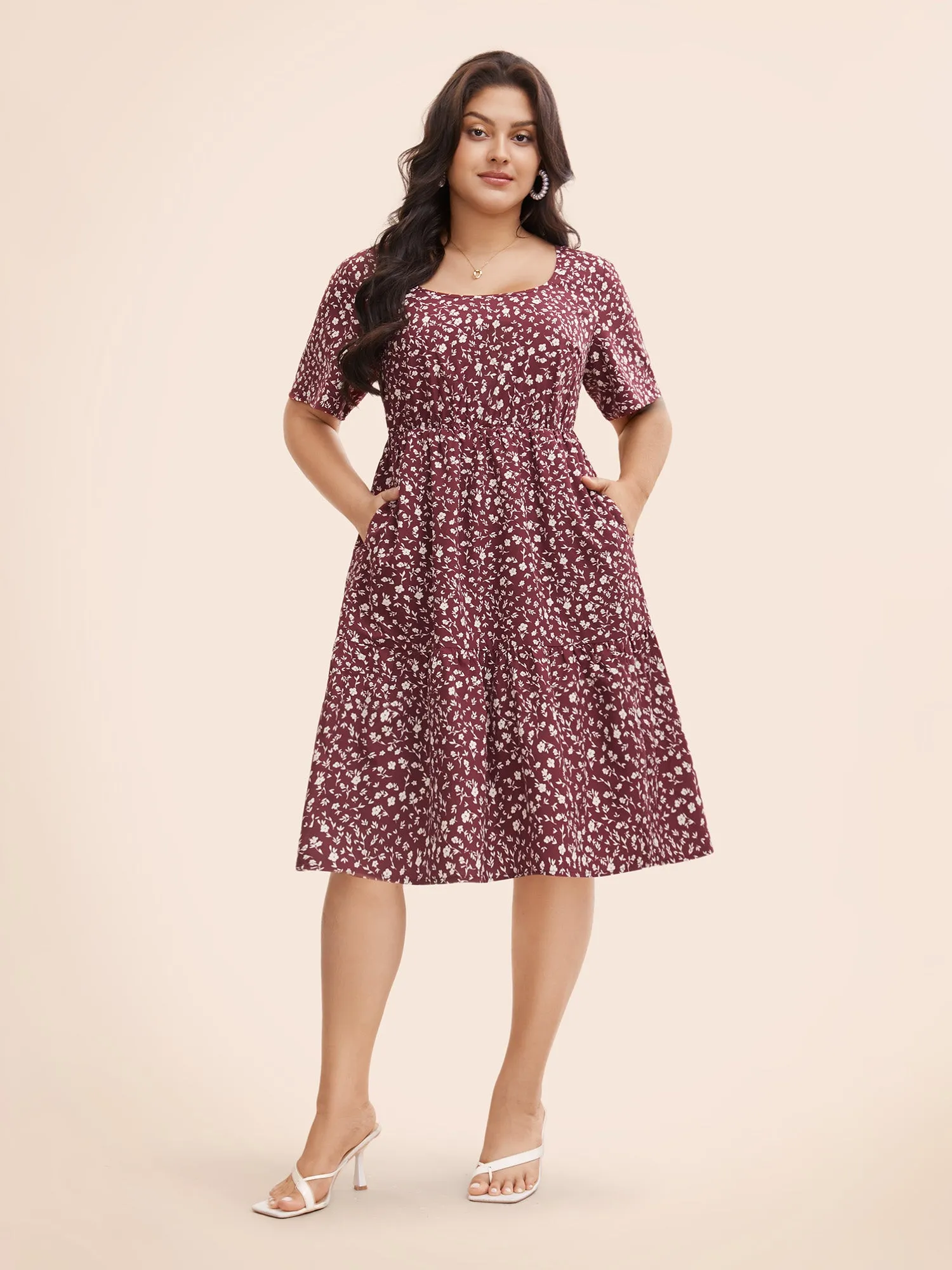 Ditsy Floral U Neck Ruffle Sleeve Dress sold by Bloomchic product image thumbnail 2