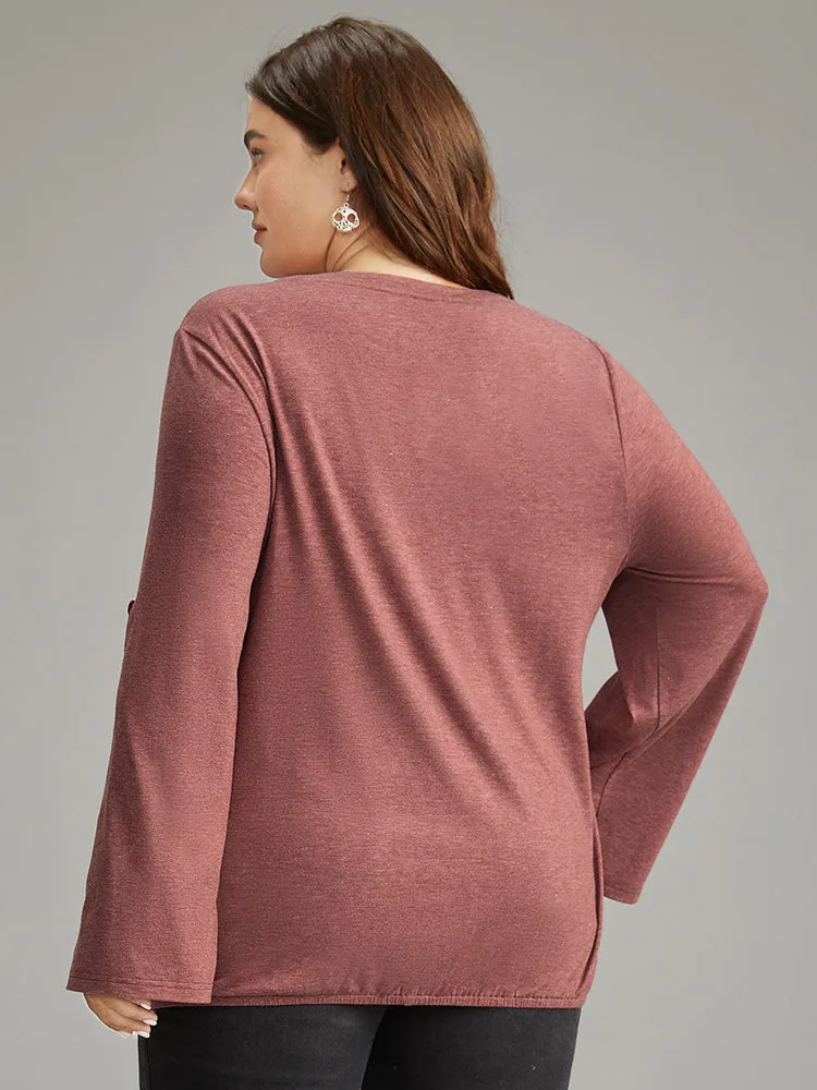 Halloween Solid Tab Sleeve Plicated Detail T-shirt sold by Bloomchic product image thumbnail 2