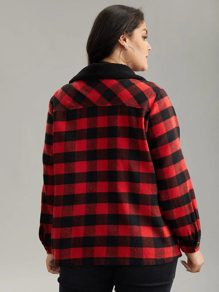 Plaid Button Through Patchwork Contrast Shacket sold by Bloomchic product image thumbnail 2