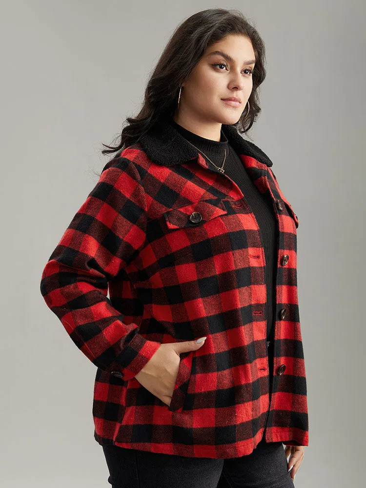 Plaid Button Through Patchwork Contrast Shacket sold by Bloomchic product image thumbnail 3