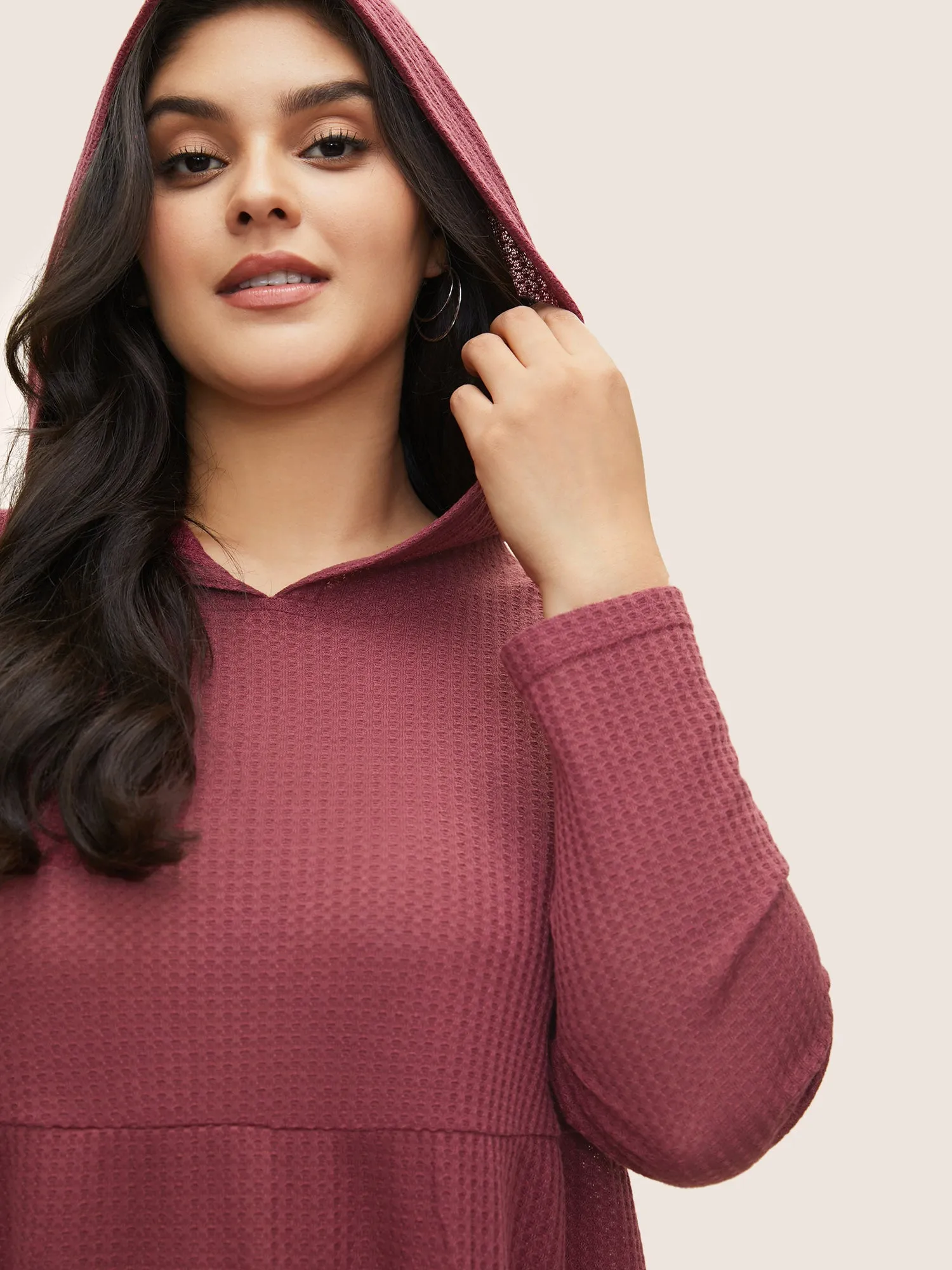 Plain Waffle Knit Ruffle Hem T-shirt sold by Bloomchic product image thumbnail 4