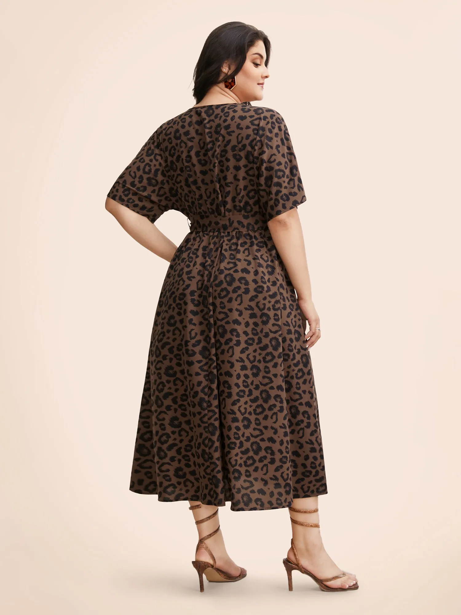 Leopard Print Split Front Dolman Sleeve Dress sold by Bloomchic product image thumbnail 2