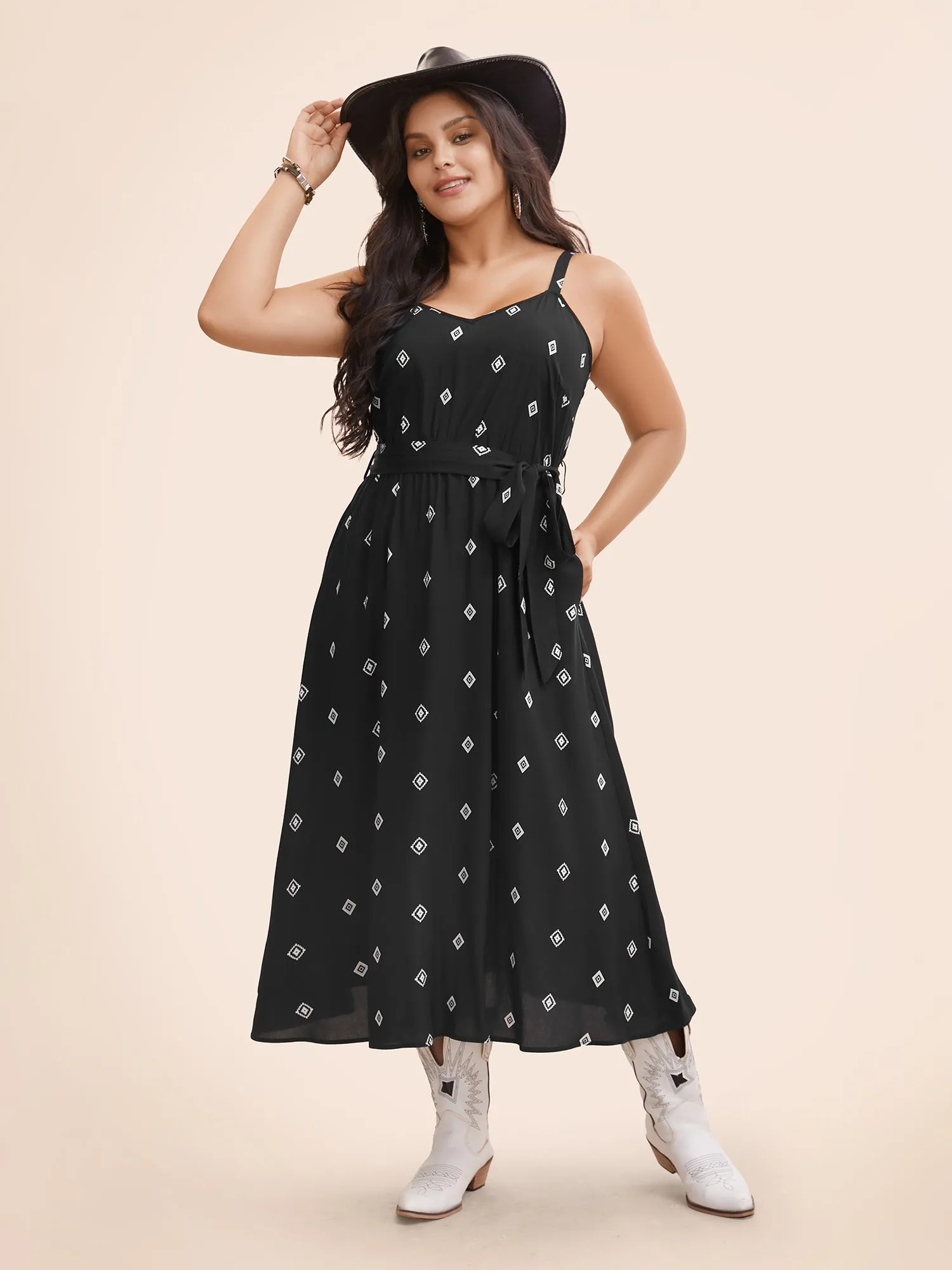 Cami Printed A-line Midi Dress sold by Bloomchic