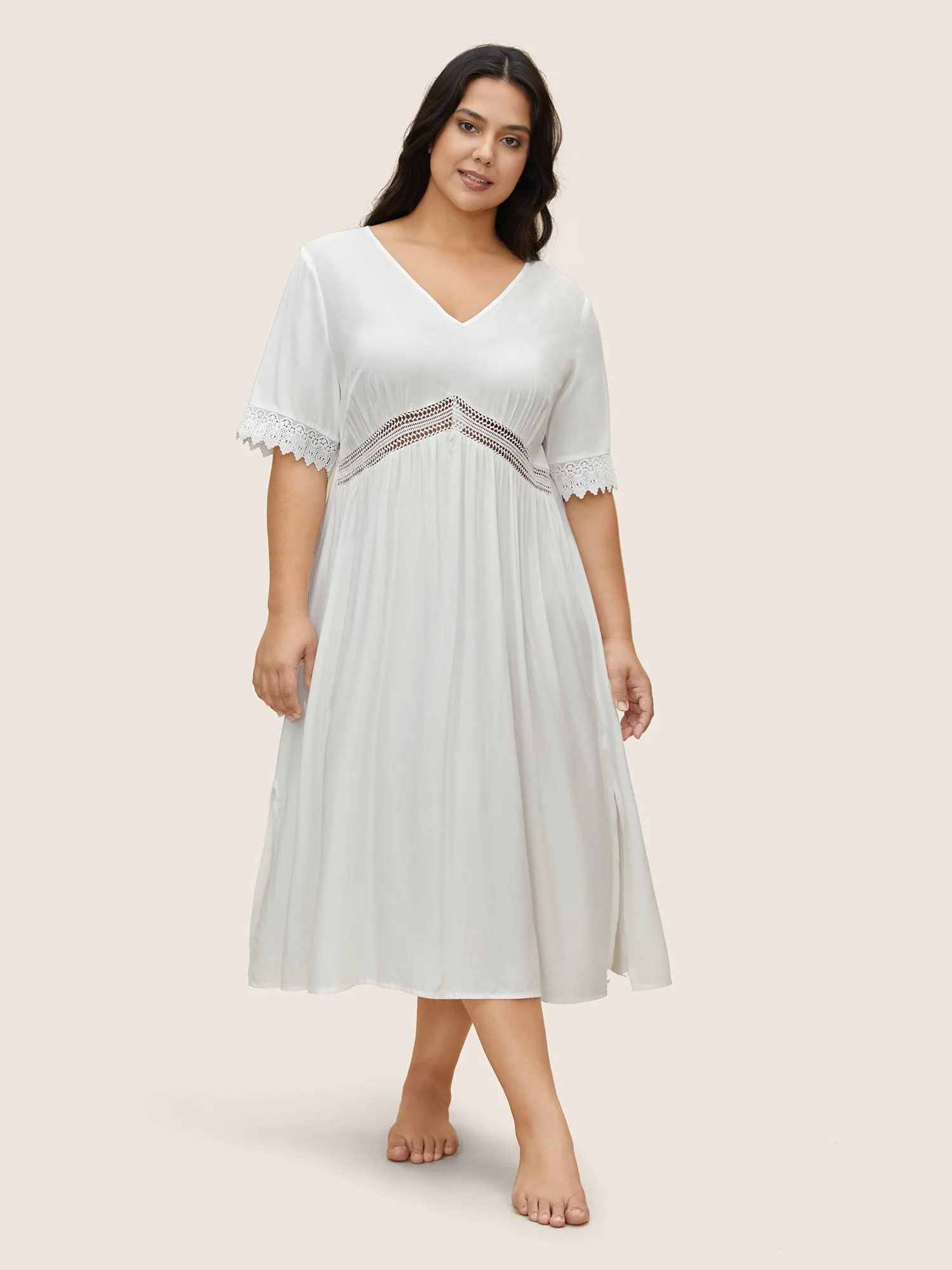 Rayon Crochet Lace Cut Out Sleep Dress sold by Bloomchic product image thumbnail 3