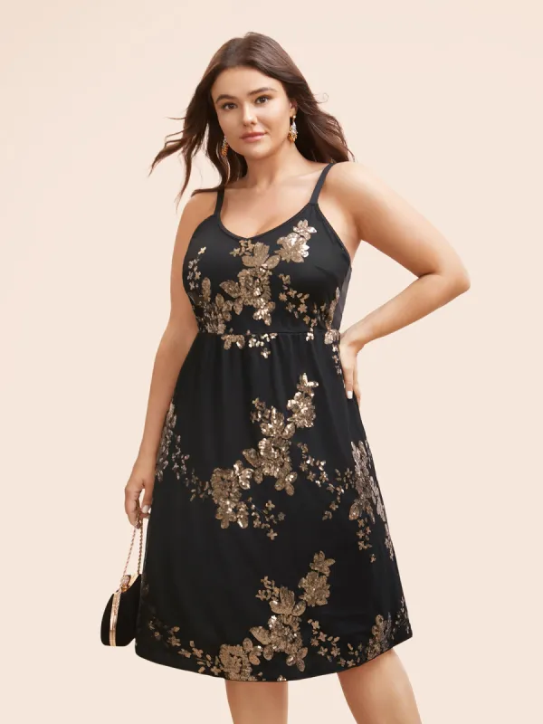 Sequin Elastic Waist Cami Dress sold by Bloomchic